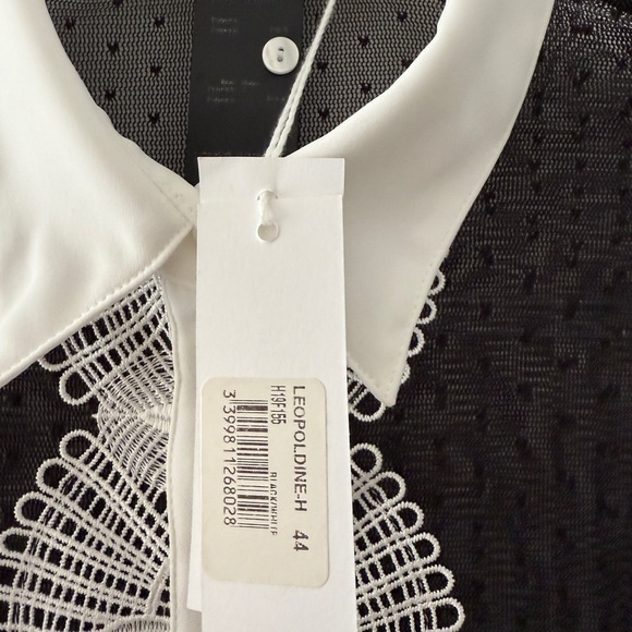 NEW Anne Fontaine LEOPOLDINE Black Sheer Lace Blouse - Size 44 (US 12) - Picture 11 of 15